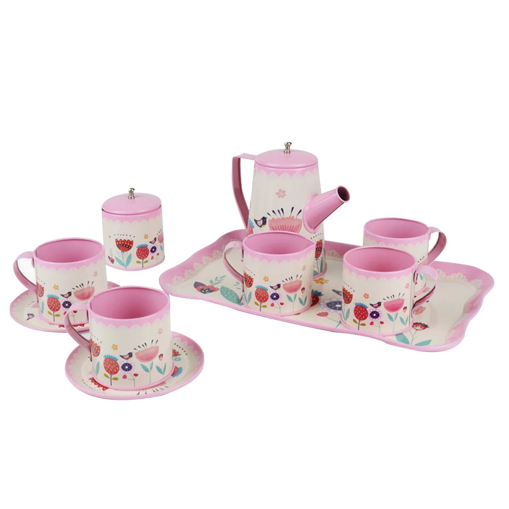 

1 чайный набор, чайный набор с имитацией игры, милый чайный набор из жестяной тарелки, чемодан