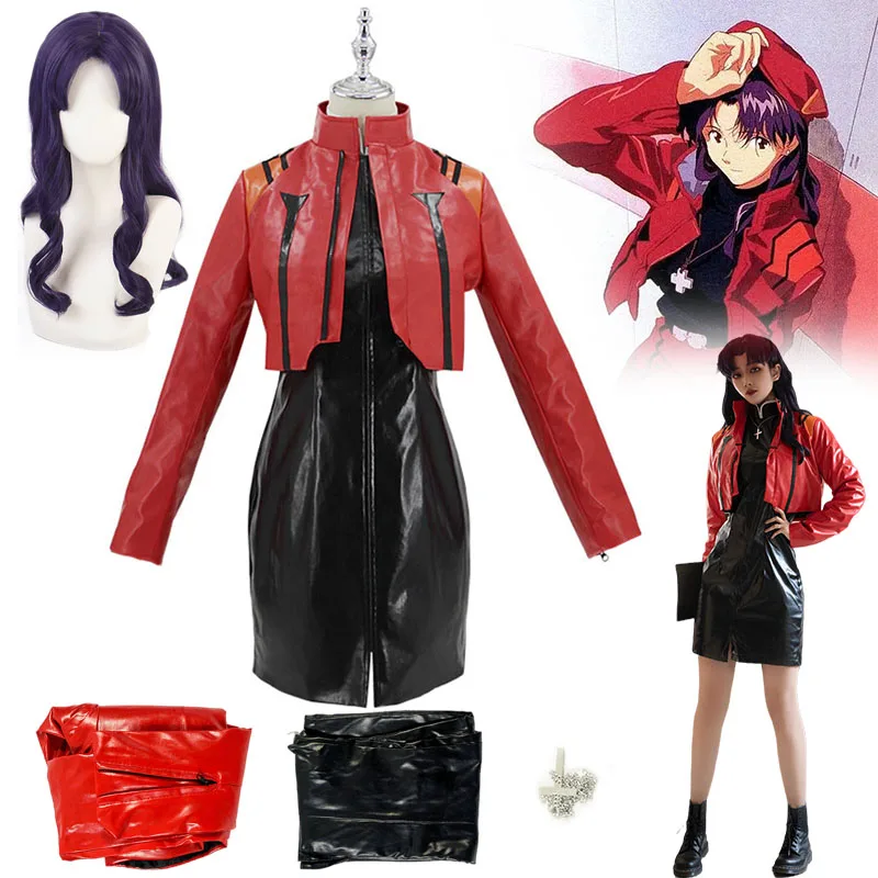 

Katsuragi Misato Cosplay Anime EVA Costume Female Theater Version Cosplay PU Leather Uniform Halloween Party Role Play Dress