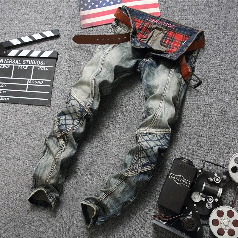 Mens Jeans Men Cargo Pants Splicing Denim Trousers Men's Straight Casual Designer Military Hip Hop Fashion Streetwear Male