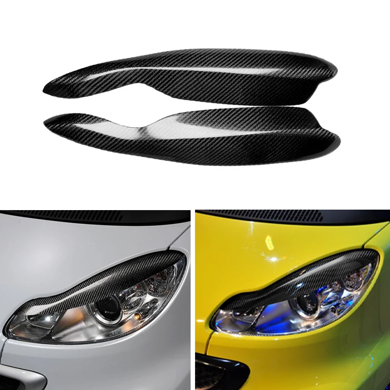 

Carbon Fiber Car Headlight Lamp Eyebrow Eyelid Eyebrows Sticker For Mercedes-Benz Smart Fortwo W451 2007-2014 ABS Eyelids Cover