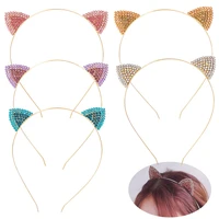 girls glitter crystal metal rhinestone cat ear headband alloy hairband costume party hair band accessories