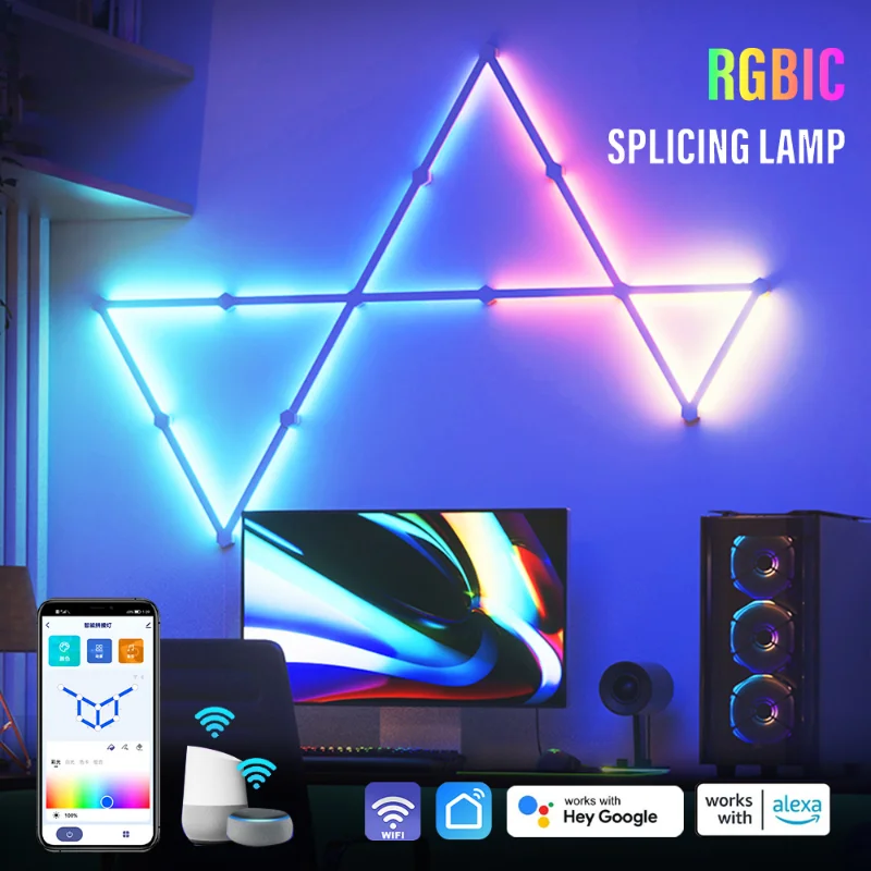 Smar WIFI LED Wall Lamp RGBIC Light Bar DIY Atmosphere Night Light APP Music Rhythm TV Backlight Bedroom Game Room Decoration