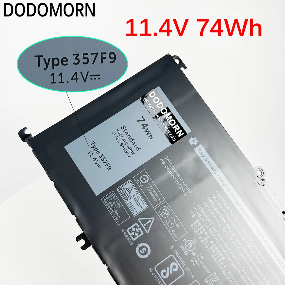 Аккумулятор DODOMOR 357F9 для DELL Inspiron 15 Gaming 5576 5577 7566 7567 7000 7557 7559 P57F P65F/15 серии P65F001 P57F001