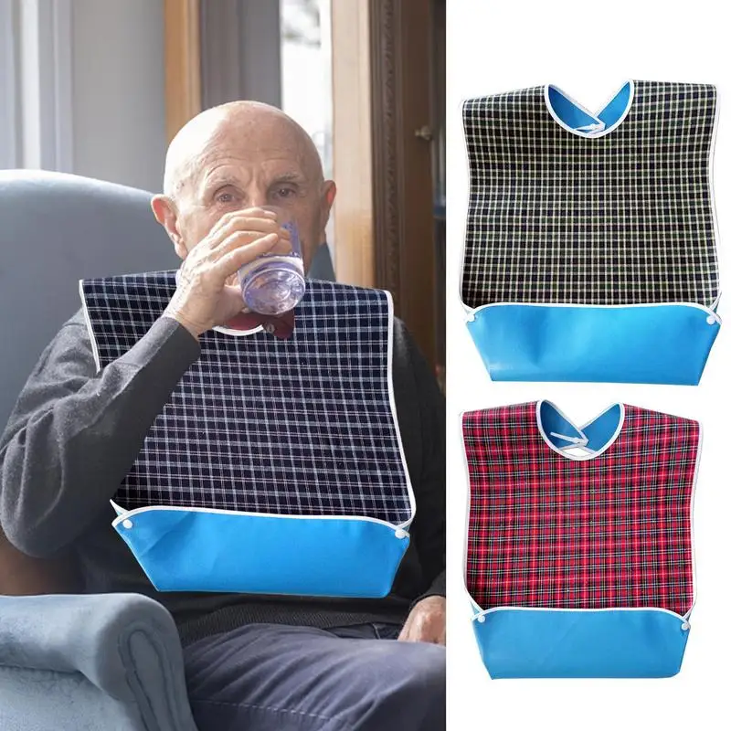 Elderly Dining Bibs Foldable Waterproof And Dirt Resistant Bib Feeding Bib Reusable With Crumb Catcher Suitable For The Elderly