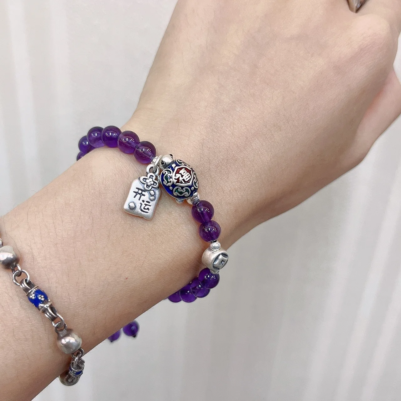 

Simple Natural Amethyst Beads Bracelet for Women Ethnic 925 Sterling Silver Cute Turtle Coins Bracelets Jewelry 2022 SL049