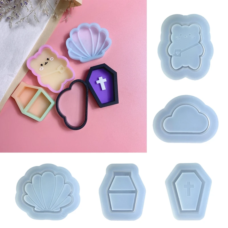 

D0LC Shiny Glossy Silicone Decoration Molds Cartoon PatternKeychain Mold DIY Pendant Jewelry Epoxy Resin Crafting Molds