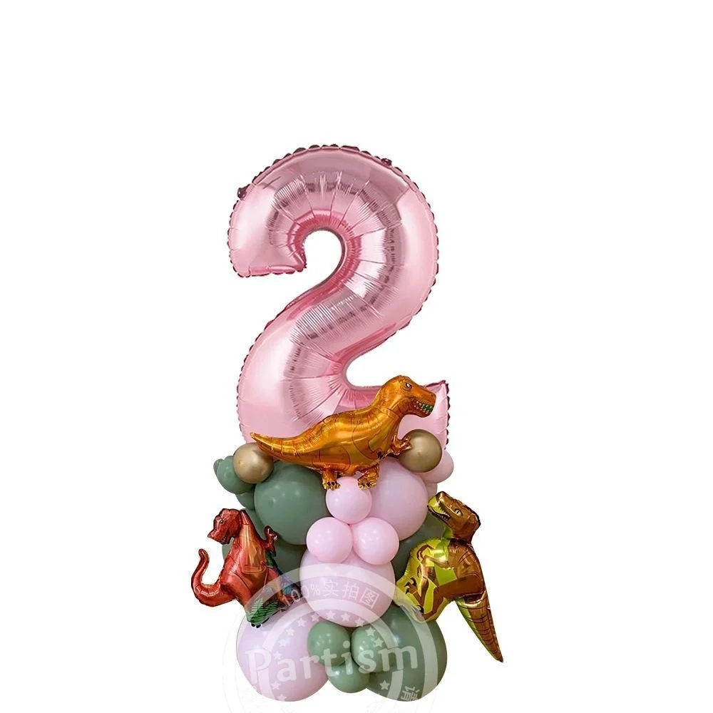 

Комплект розовых шаров с динозаврами для детского праздника