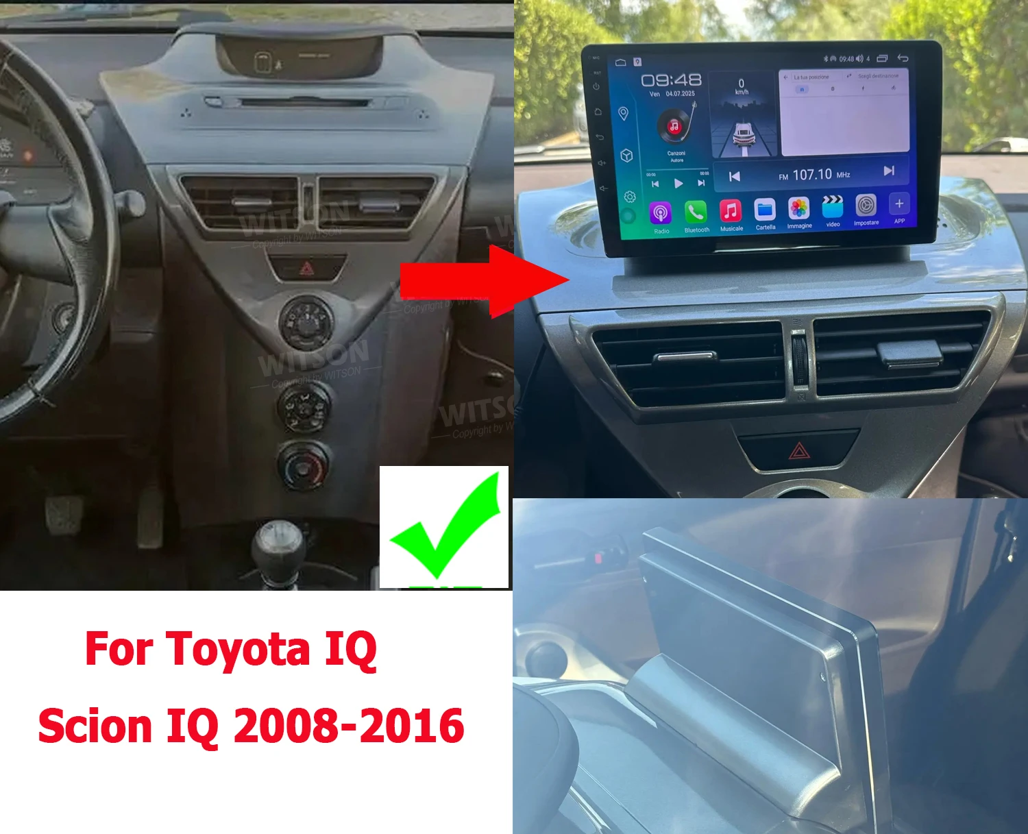 

WITSON HD QLED Радио Автомобильный 2K Экран Автомобильный Мультимедийный Стерео GPS CarPlay Для Toyota IQ Scion IQ 2008-2016