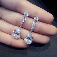 caoshi attractive lady wedding earrings with dazzling crystal zirconia elegant temperament accessories for engagement ceremony