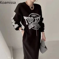 koamissa spring autumn women sweatshirt maxi dress long sleeves o neck fashion loose dresses female chic korean vestidos new
