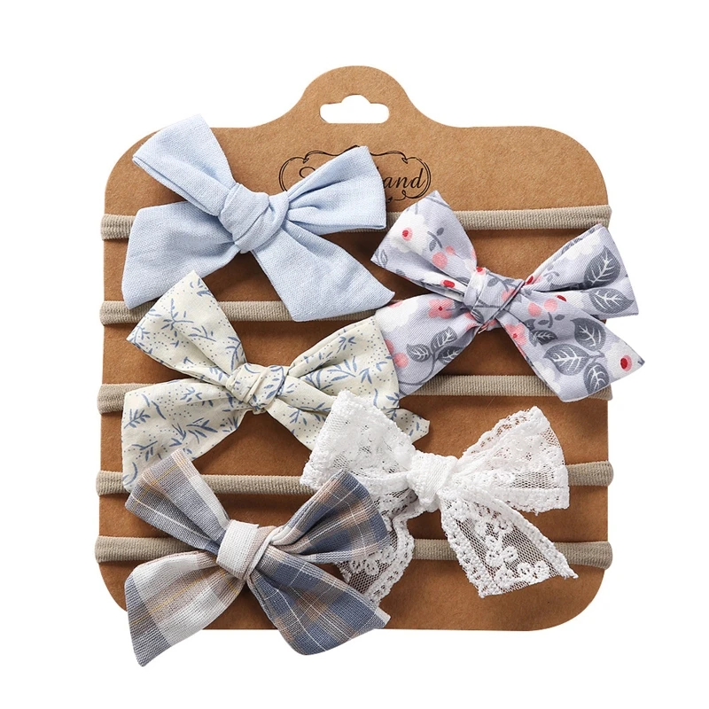 

5Pcs Newborn Infant Baby Girls Floral Bowknot Headband Set Nylon Elastic Hair Band Toddler Lace Flower Hair Accessories P31B