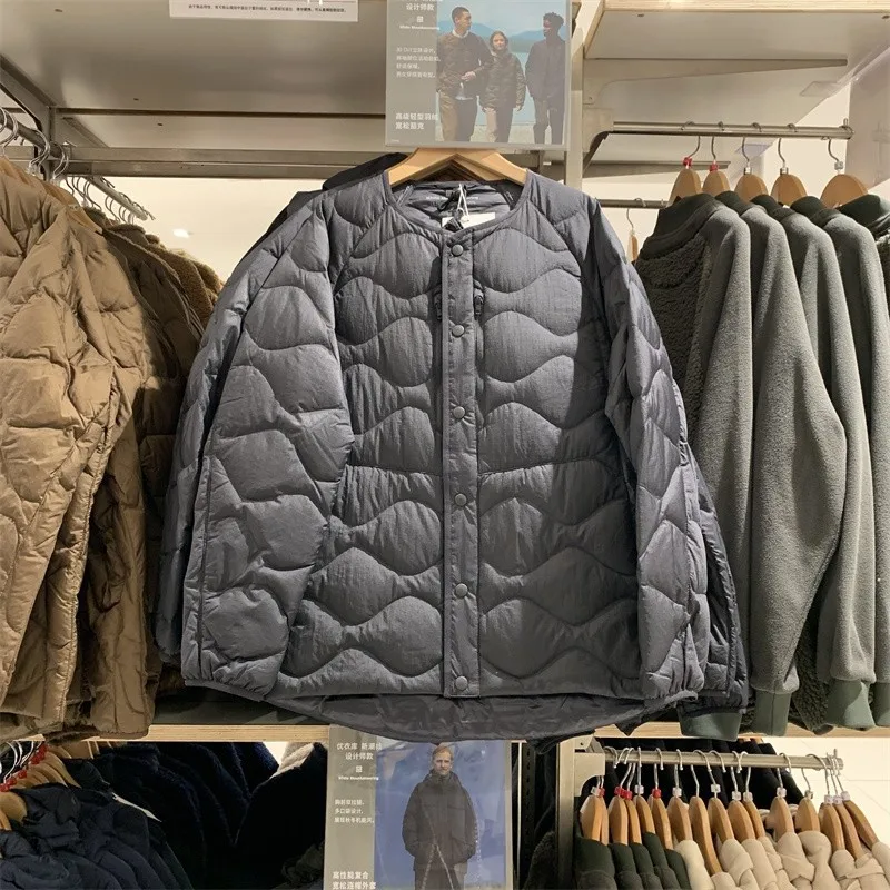 

New Winter Couple Wear Collarless Light Thin Down Jacket Casual Men's Outdoor Trekking Hiking Fitness Running Tooling Overalls