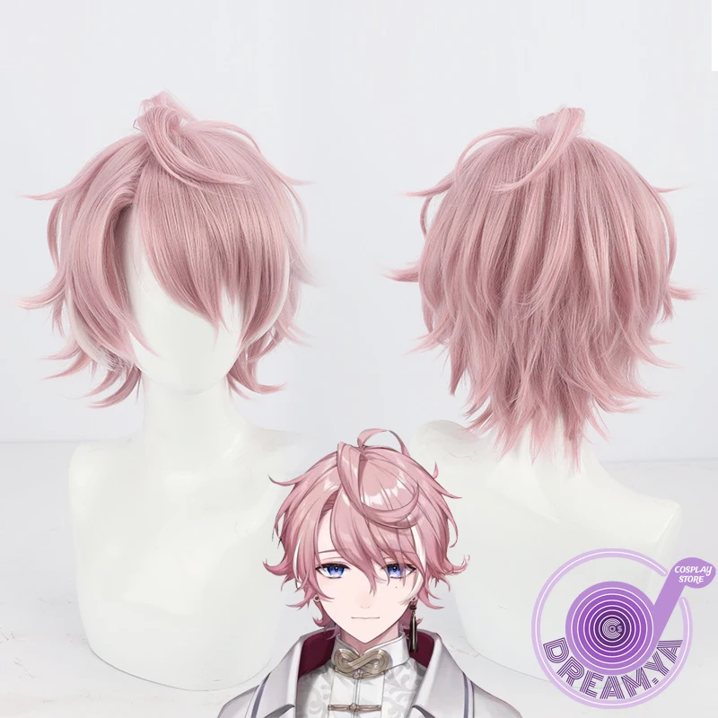 

Vtuber Neo-Porte Cosplay Wig Pink White Short Synthetic Hair Heat Resistant Role Play Halloween Party Carnival + Free Wig Cap