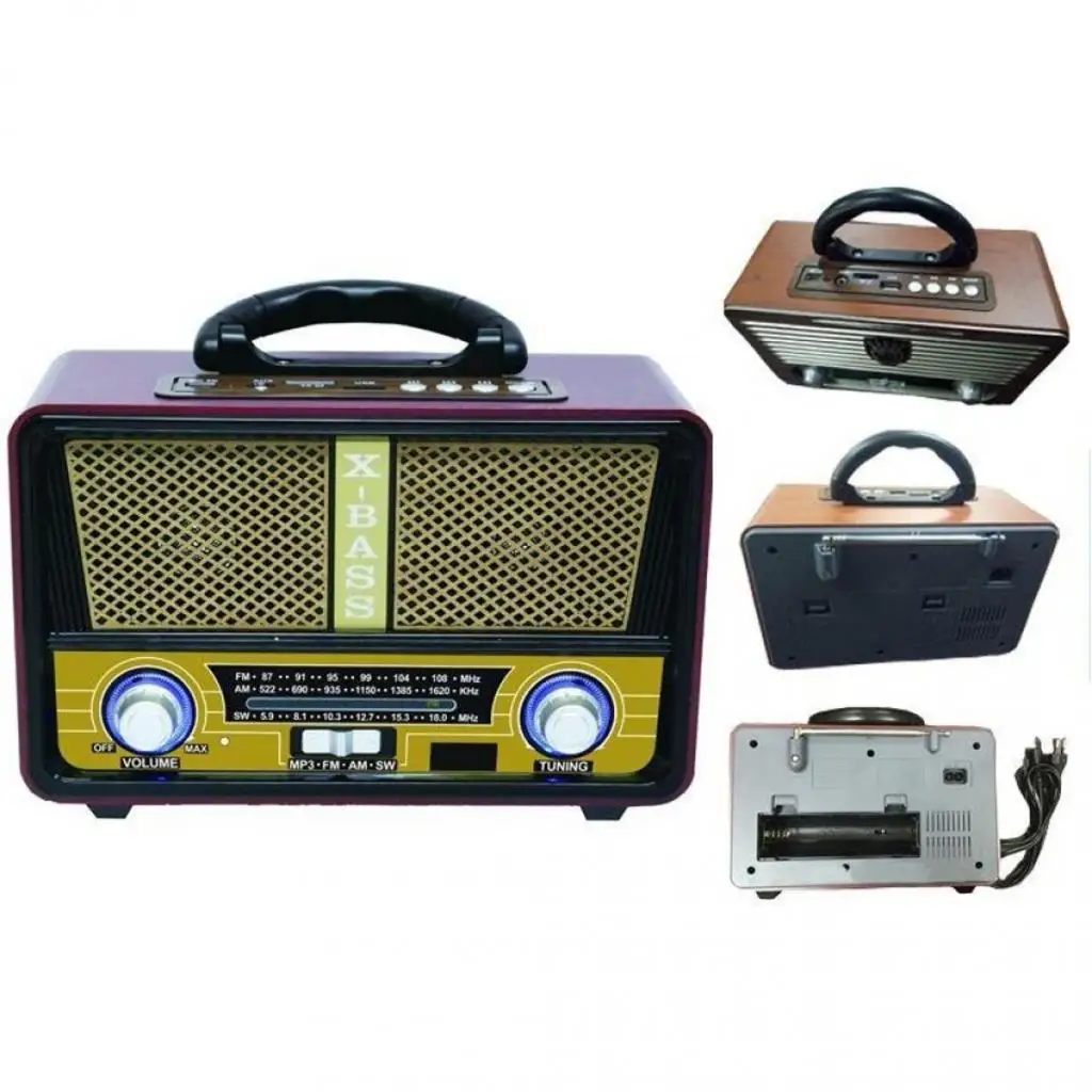

M-112BT USB/SD/MP3/Bluetooth rechargeable nostalgic radio music box USB FM portable Stereo digital mobile radio