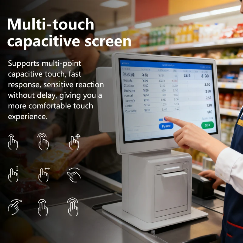 Фото Новейшая 15.6'' POS-система с Windows 10/11, процессорами I3/I5/I7, кассовым аппаратом, двумя экранами, для вендинговых аппаратов и платежных киосков для магазинов №3