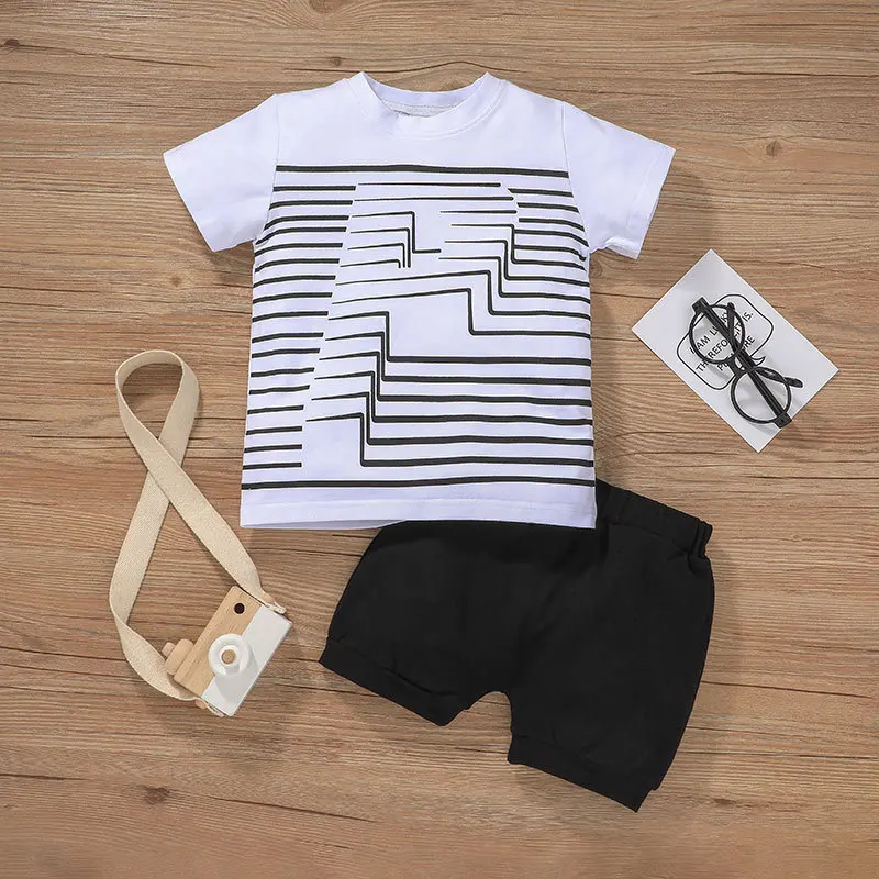 

2022 Summer Boy's Tracksuit New Fashion O-neck Short Sleeved T-shirts Tops and Short Two Piece Outfits Kids Bebes Infant Clothes
