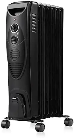

Filled Radiator Heater - 3 Heat Settings, Adjustable Thermostat, Quiet and Portable Space Heater with Tip-over & Overheating