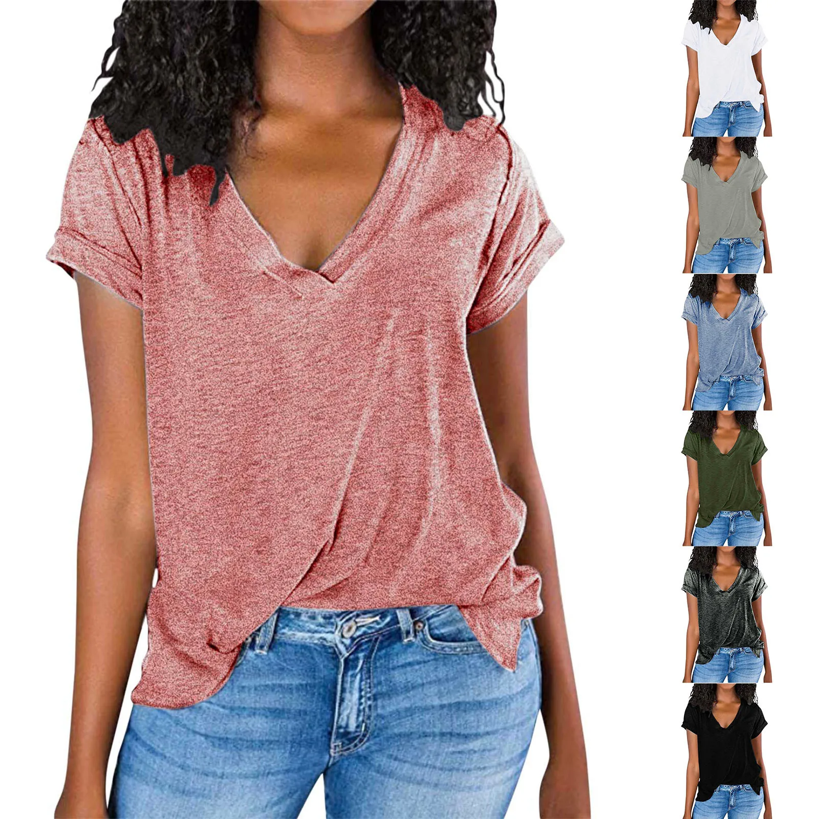 

Женская футболка с длинным рукавом, V-образным вырезом и оборками