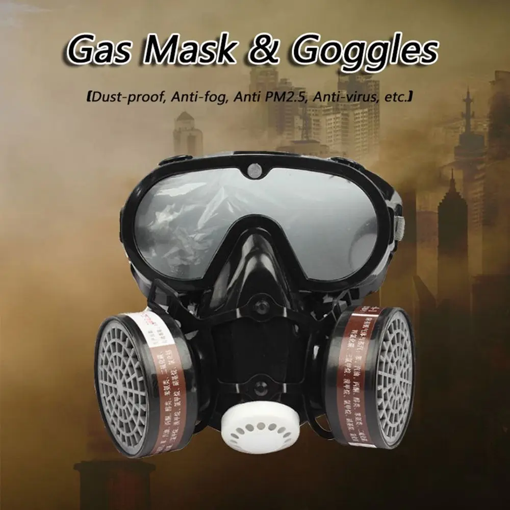 

Дышащие принадлежности для экстренной безопасности 2 в 1, пыленепроницаемые защитные очки с фильтром, респиратор для химических веществ, противогаз, двойная защита