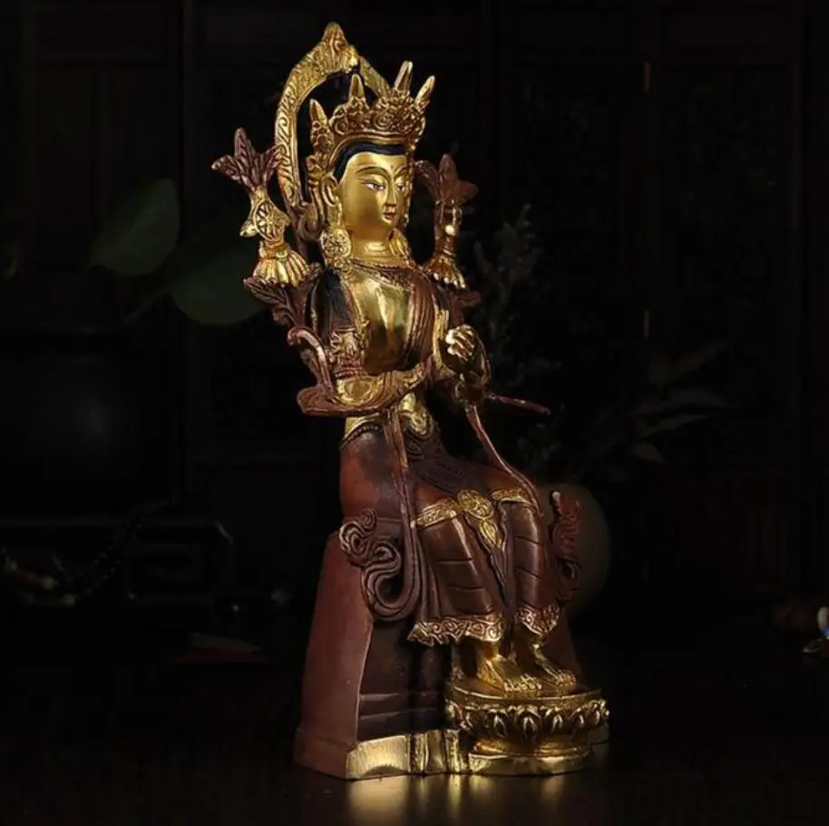 

Copper Statue Special Offer buddha statue # 21CM # Tibetan Buddhism Jampa Buddha Maitreya Gold-plated brass statue # HOME Talism