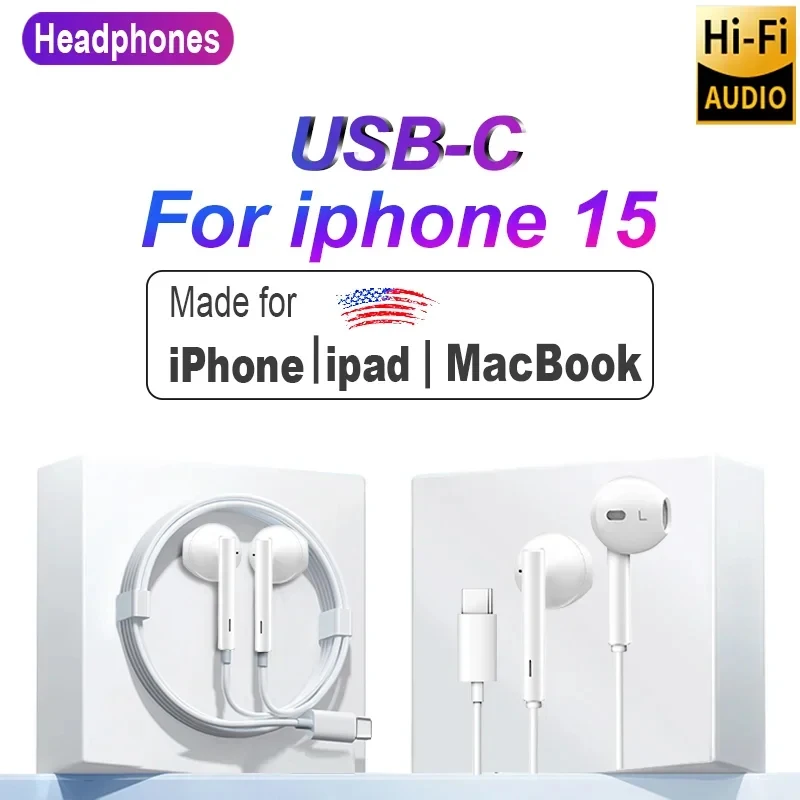 Проводная гарнитура для всех Apple iPhone 15 Pro Max