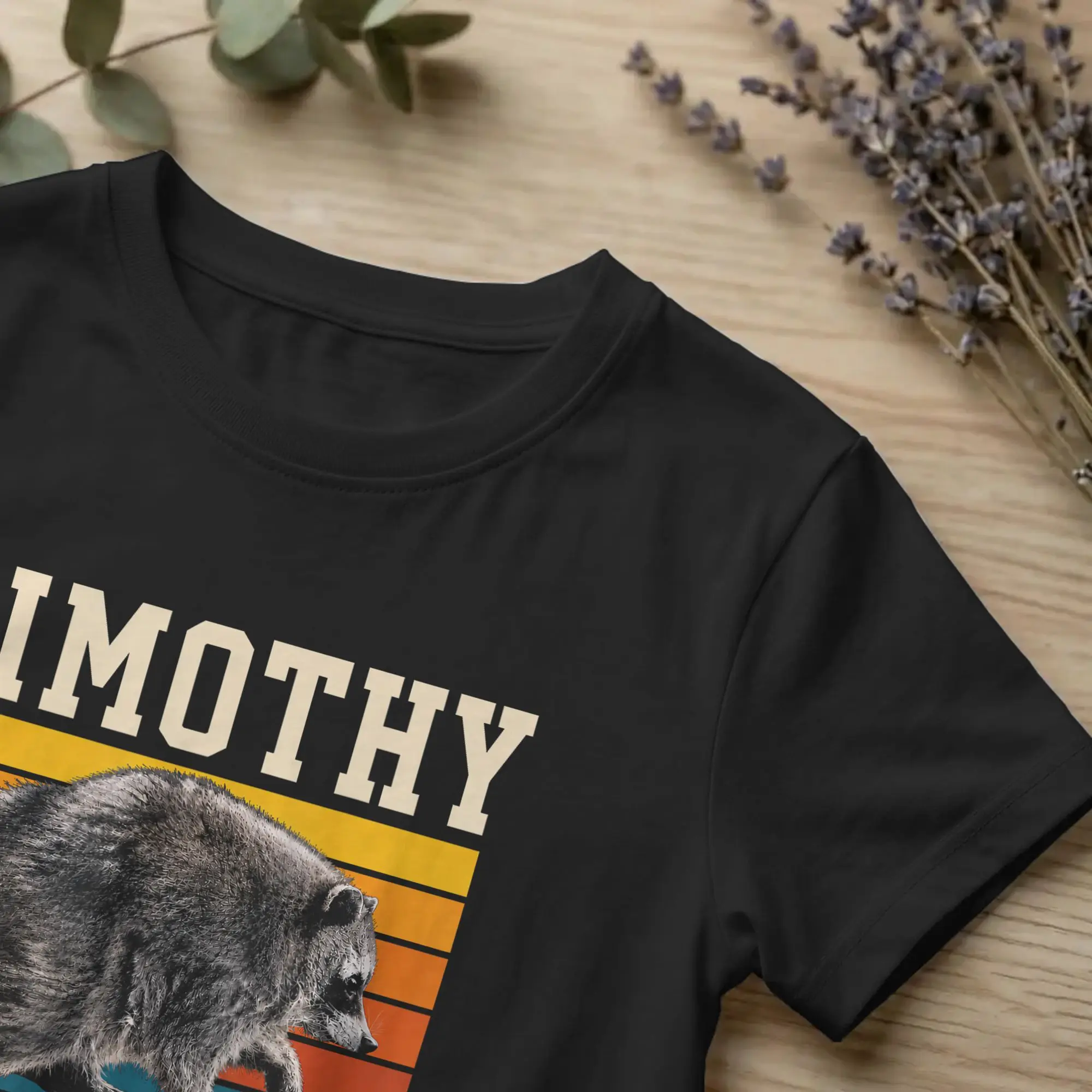 Фото Футболка Jimothy Raccoon Seattle Feral Legend, хлопковые топы унисекс, необычные хлопковые топы с круглым вырезом и короткими рукавами №3