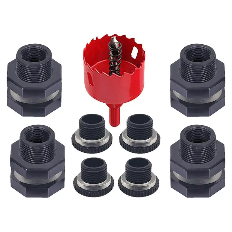 

Bulkhead Fitting With Plug Bulkhead Adapter PVC Fitting Kit Durable Leak-Proof Design Garden Faucet Kit For Rain Barrels Tanks