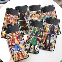 anime luffy zoro one piece coque phone case for samsung galaxy z flip 3 5g black hard cover zflip 3 luxury shockproof bumper fun
