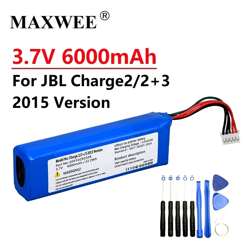 

3.7V 6000mAh Battery GSP1029102R For JBL Charge 2/2+/3 Audio Batteries 2015