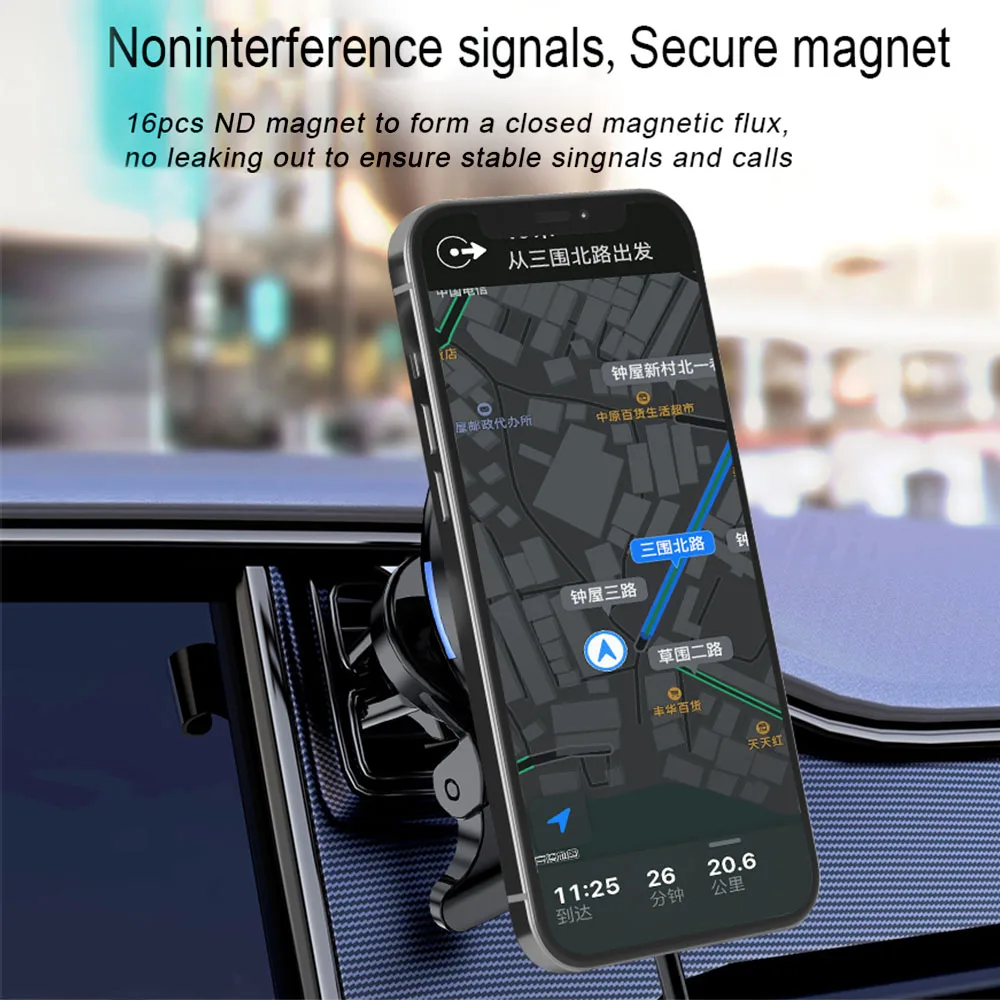 Magnetic Wireless Car Charger Mount Adsorbable Phone For iPhone 13 12 Pro Max Mini adsorption 15W Fast Wireless Charging Holder