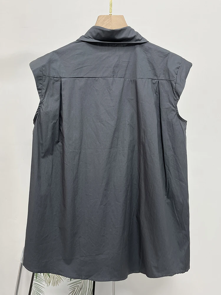 SISPELL Лоскутные однобортные рубашки для женщин с лацканами без рукавов