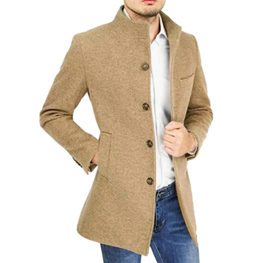 Кардиган Мужской приталенный с длинным рукавом модное шерстяное пальто