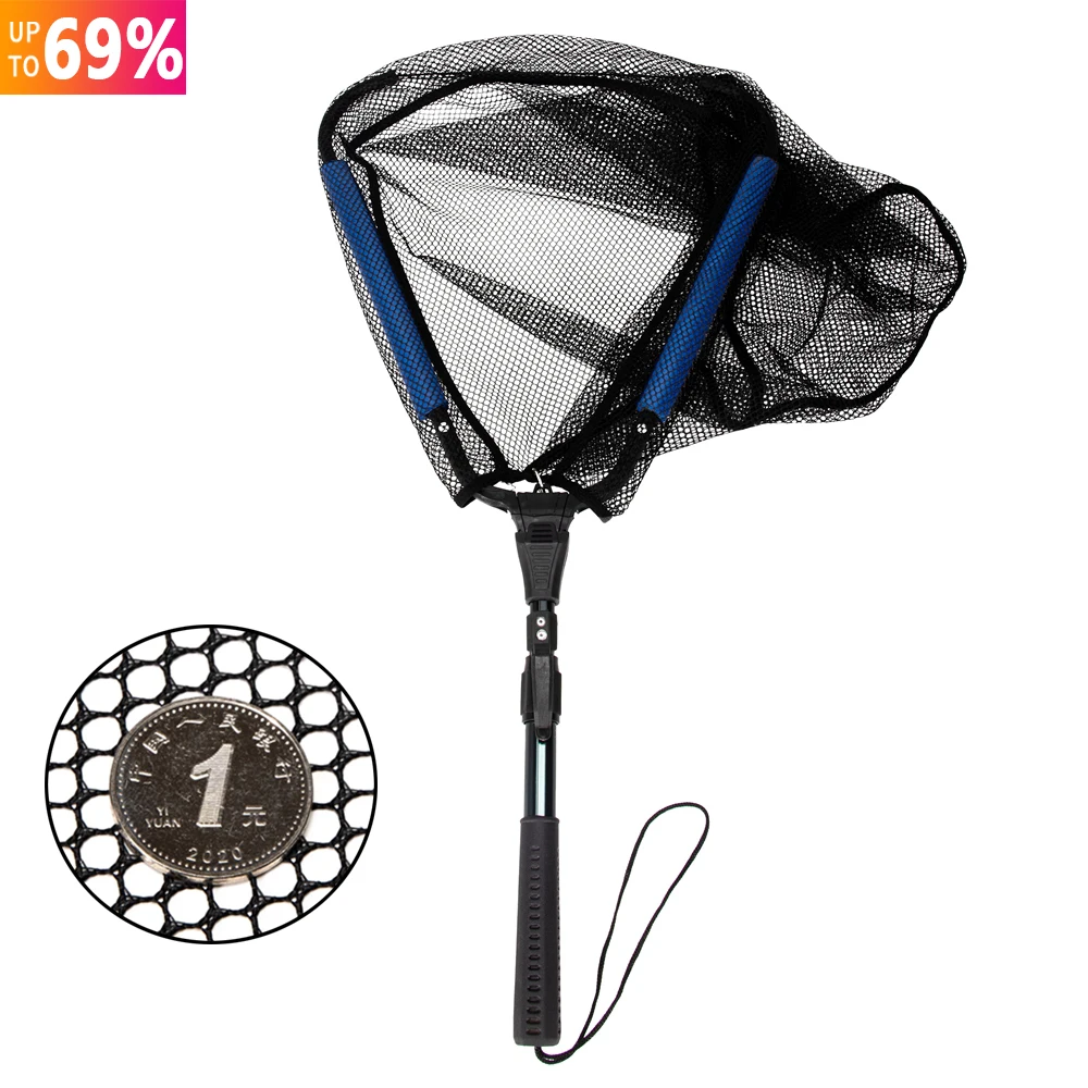 Aluminum Alloy Retractable Fishing Net Tackle Design Telescoping Foldable Landing Net Pole Folding Landing Net For Fly Fishing