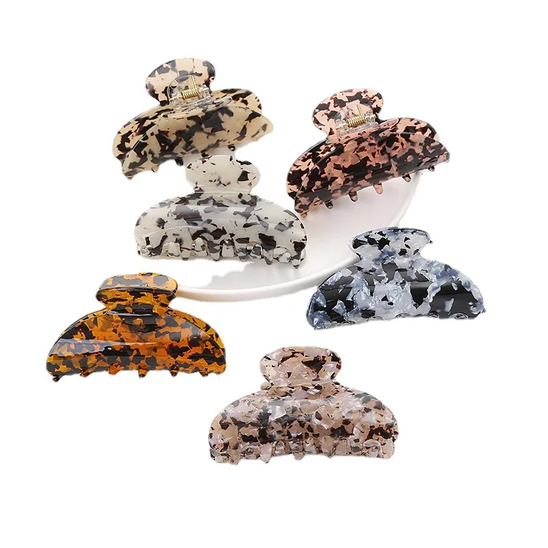 

New Fashion Pattern Acrylic Hair Catch Leopard Print Black And White Geometric Hairclip Ladies Back Head Plate Hairpin Hair Claw