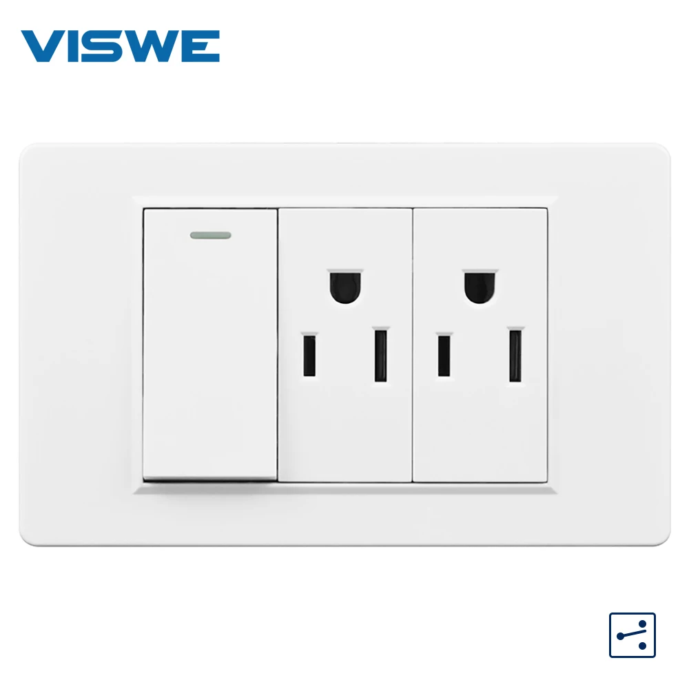 

VISWE US Standard American multi-function 3 AC Socket,15A US Electrical outlets,White/Black/Gray PC Flame Retardant Panel
