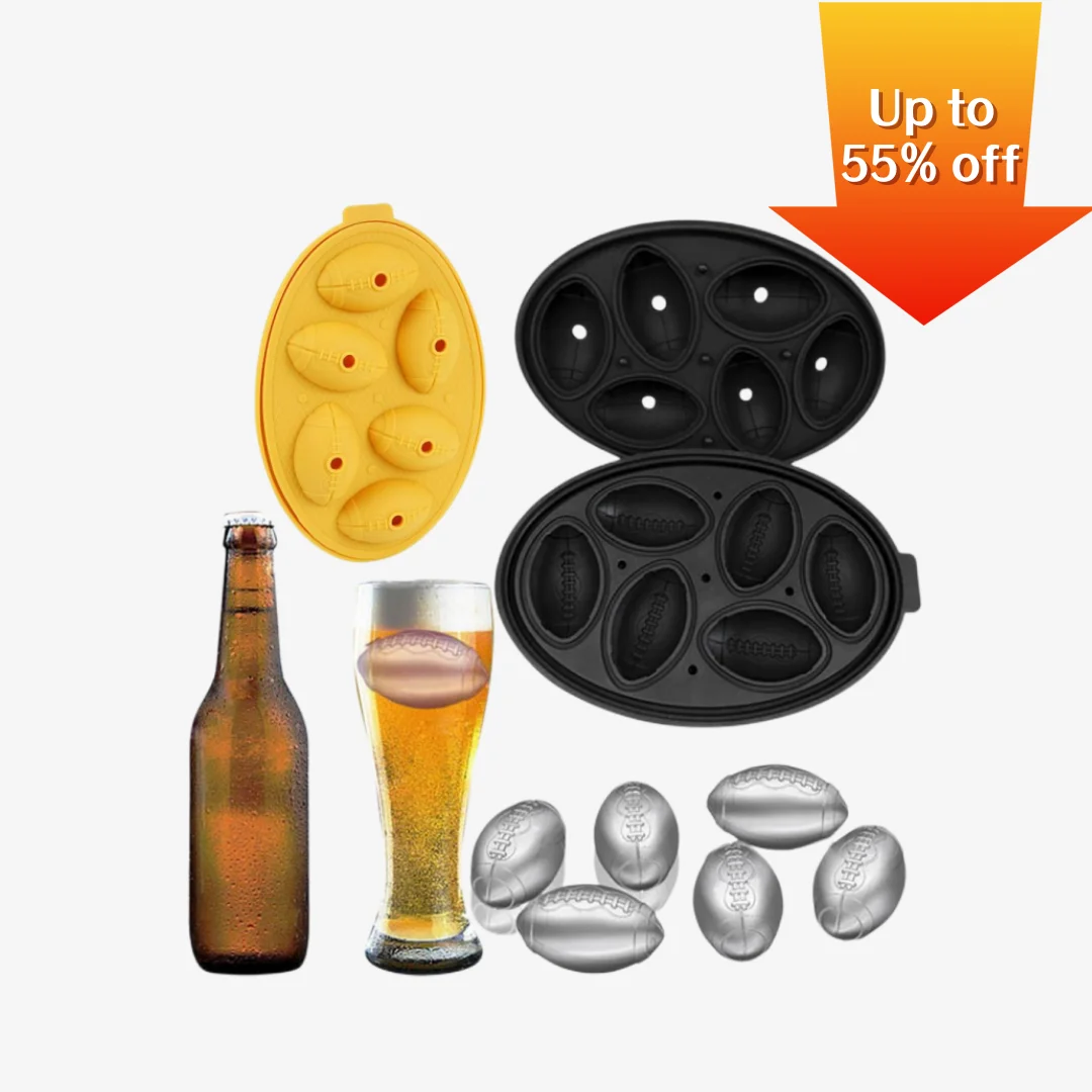 

Rugby Ball Ice Cube Tray 6 Cavities Food Grade Easy Release Reusable DIY Refrigerator Silicone Whiskey Cocktails Ice Cube Maker