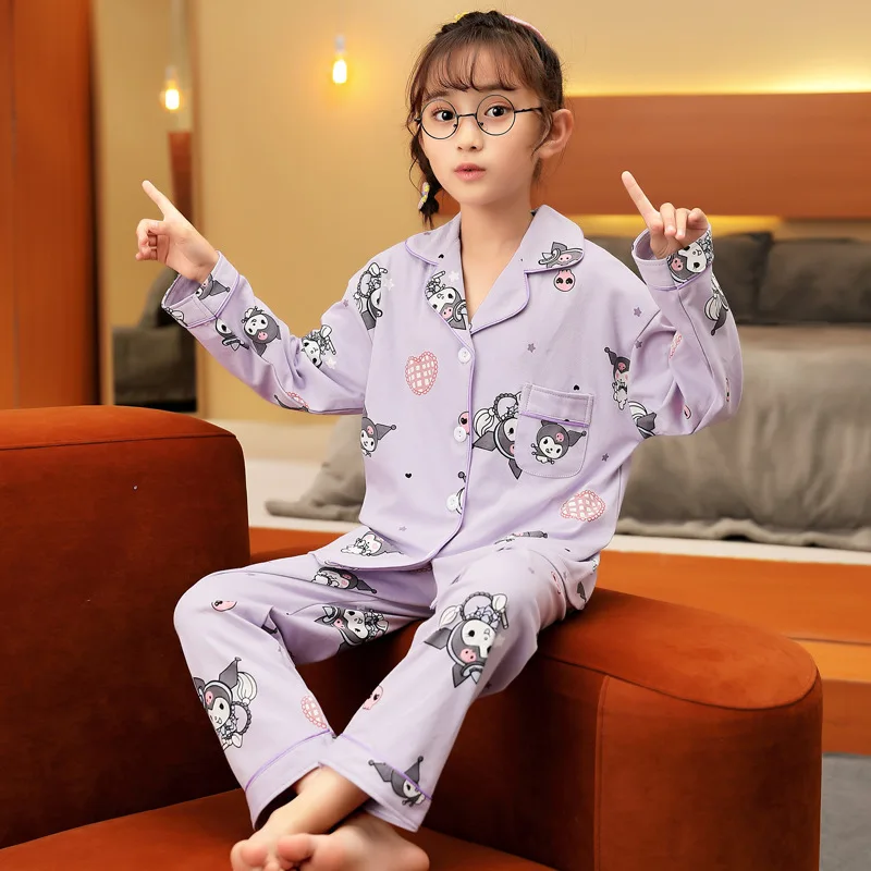 Sanrioed Kuromi Cinnamoroll Melody аниме Мультяшные детские пижамы Kawaii для мальчиков и девочек