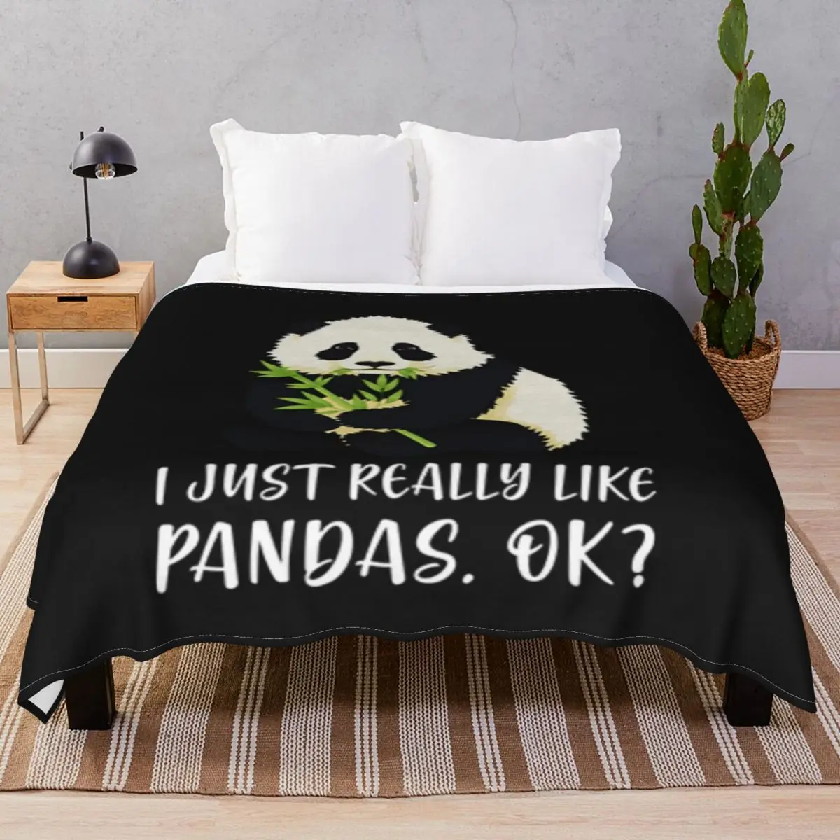 

I Just Really Like Pandas Blanket Flannel Spring/Autumn Fluffy Throw Blankets for Bed Sofa Camp Cinema