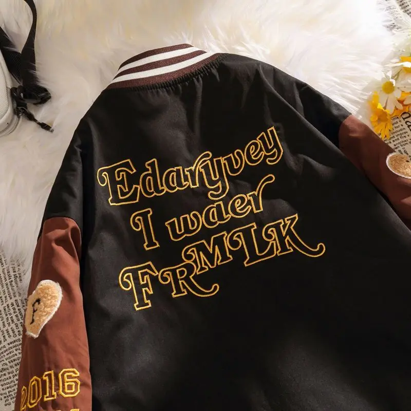 Мужская Куртка Varsity бейсбольные куртки с вышивкой темно-синего цвета и надписью F