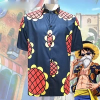 anime monkey d luffy cosplay costume shirt summer cardigan short sleeve top men carnival party costumes