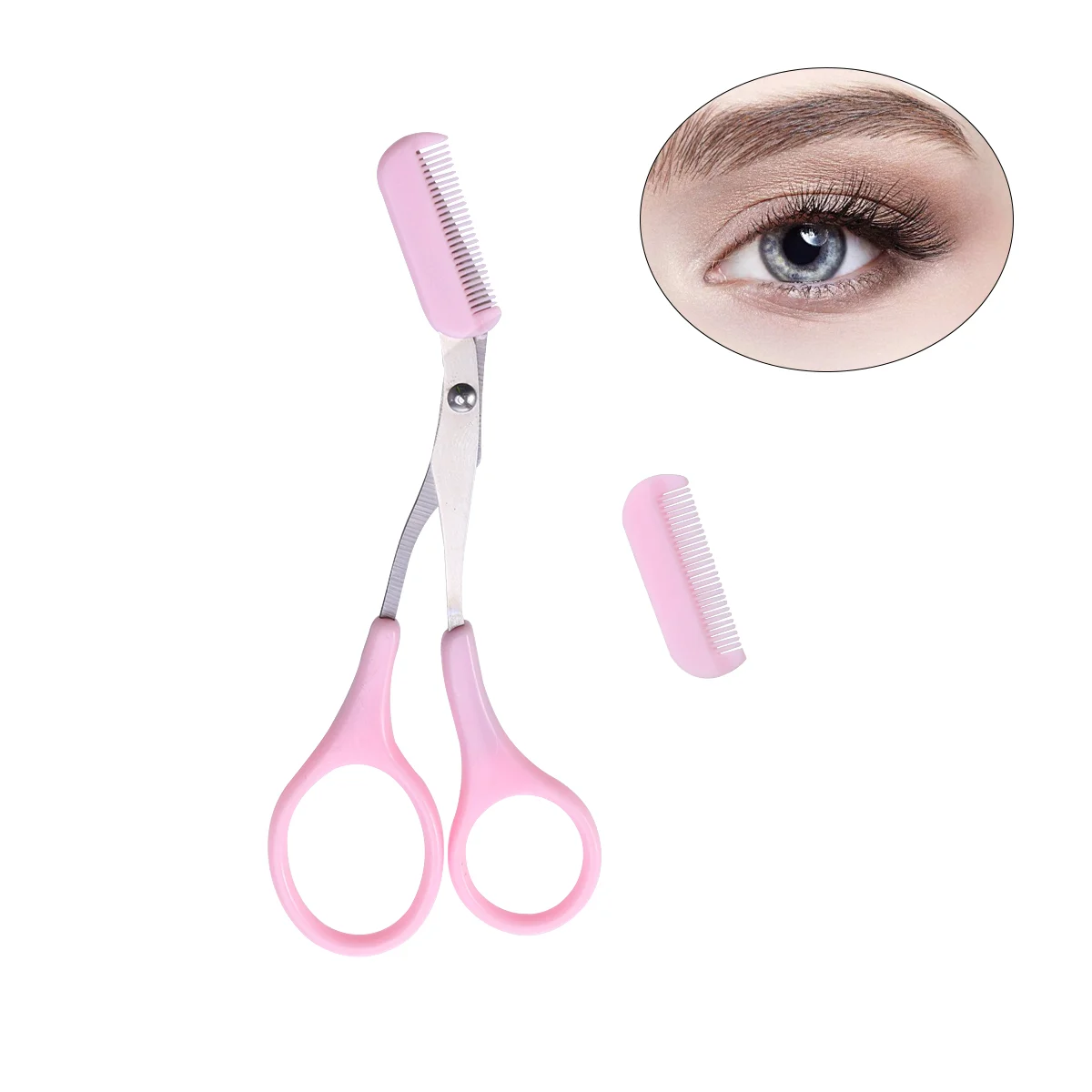 

With Comb Trimmer Comb Shear Scissor Eyelash Hair Remover Tool