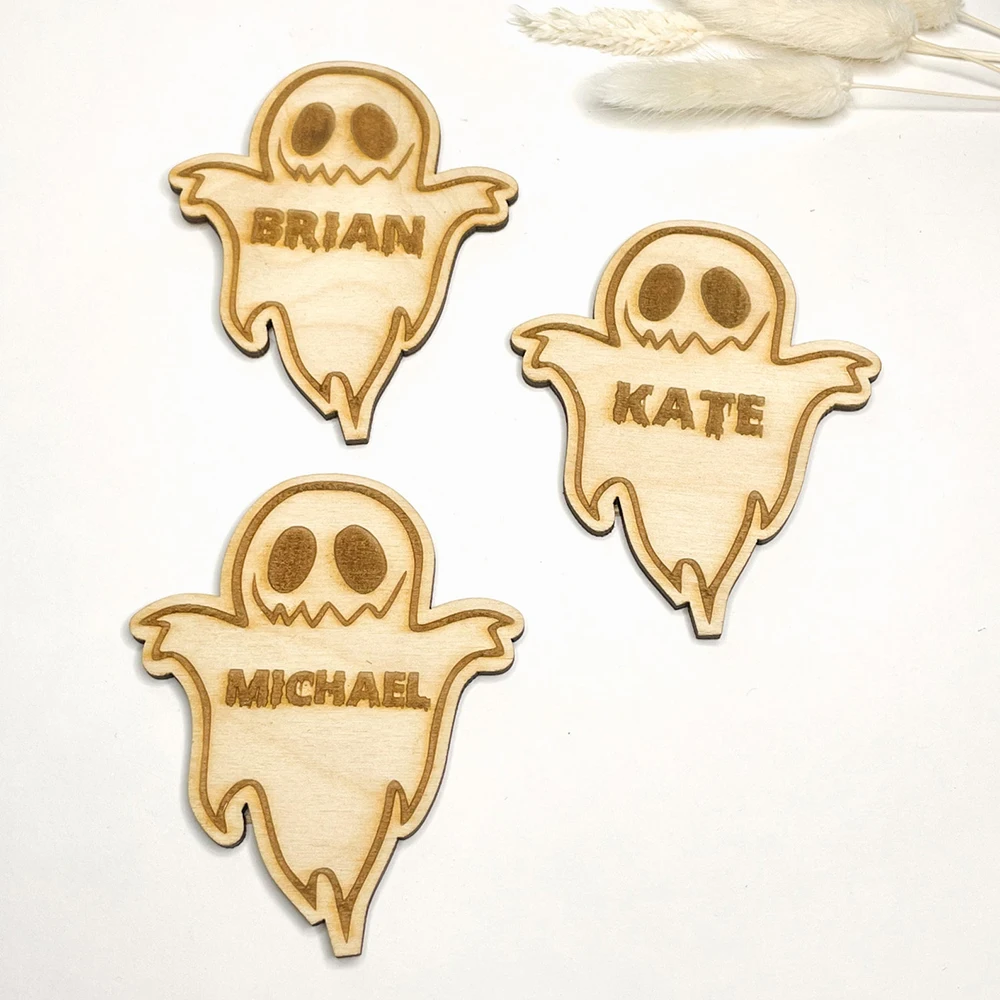 5Pcs Personalized Bat Place Cards Halloween Table Decor Ghost Name Tags Party Decoration Gift Custom Place Setting
