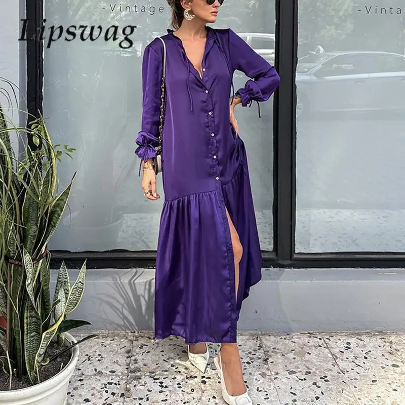 

Осеннее платье-кардиган на пуговицах с длинными рукавами, модное универсальное платье-рубашка с круглым вырезом, женское элегантное однотонное простое платье со сращением