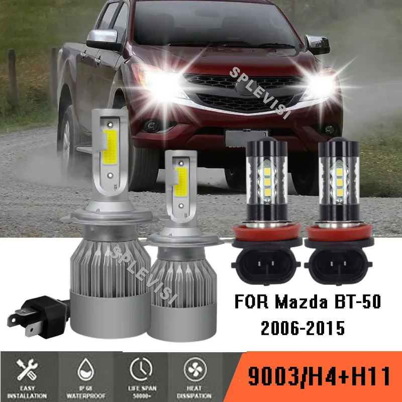 

Combo 9003 H11 711 LED Headlight Bulb High Low Beam Fog Light 6000K Xenon White For Mazda BT-50 2006-2015 2007 2008 2009 2010