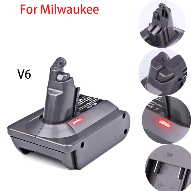 

Battery Adapter for Milwaukee M&18 18V Li-ion Battery Convert to for Dyson V6 series Cleaner MIL18V6 Battery Adapter