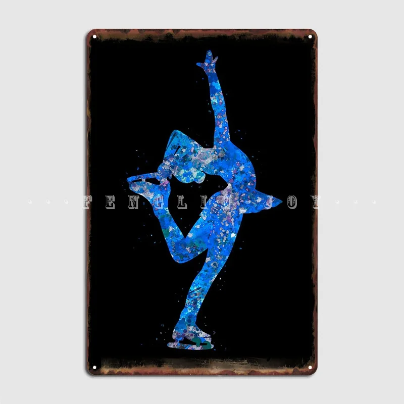 

Ice Skater Girl Blue Art Poster Metal Plaque Garage Decoration Classic Wall Pub Pub Garage Tin Sign Poster