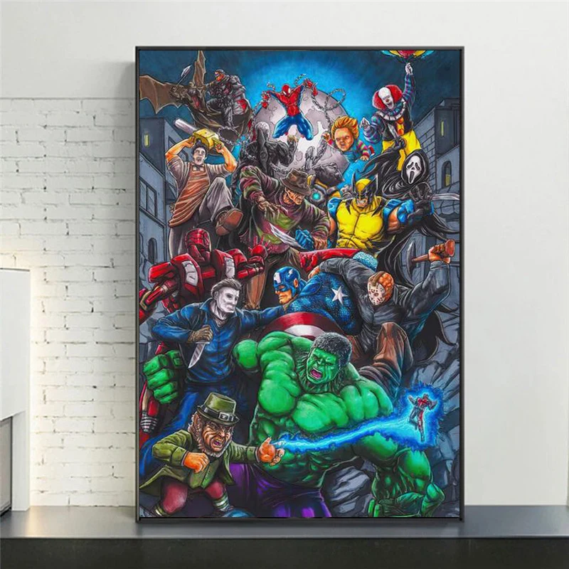 Плакаты и принты из фильма ужасы смешная Картина на холсте с супергероями Марвел