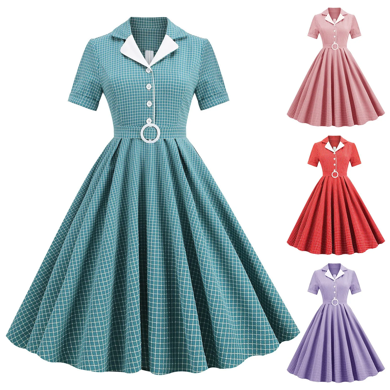 

Праздничное коктейльное платье с воротником костюма, эластичное и облегающее платье с широкой юбкой, средней длины, женское платье-рубашка,...