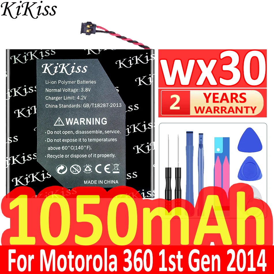 

KiKiss 1050mAh WX30 Battery For Motorola Moto 360 (1st Gen) Smart Watch 360 1st Gen 2014 Smart Watch Batteries + Free Tools
