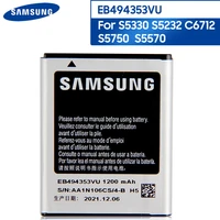 original replacement phone battery eb494353vu for samsung s5330 s5232 c6712 s5750 gt s5570 i559 eb494353va battery 1200mah